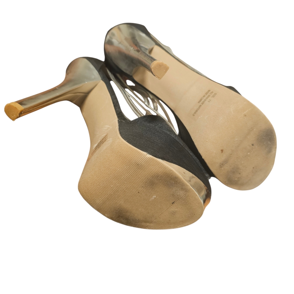 Women’s QUPID Black and Silver Platform Heels - Picture 6 of 6